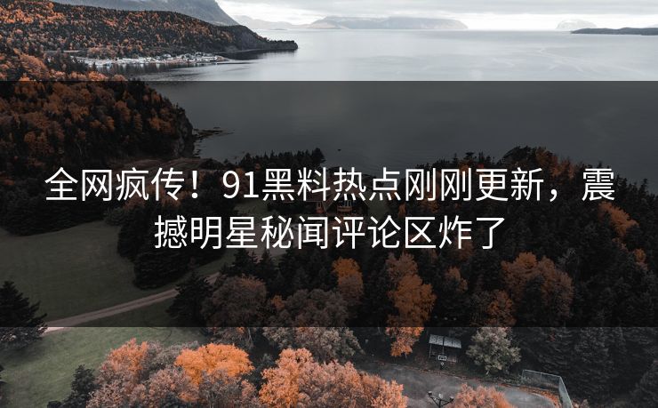 全网疯传！91黑料热点刚刚更新，震撼明星秘闻评论区炸了  第1张