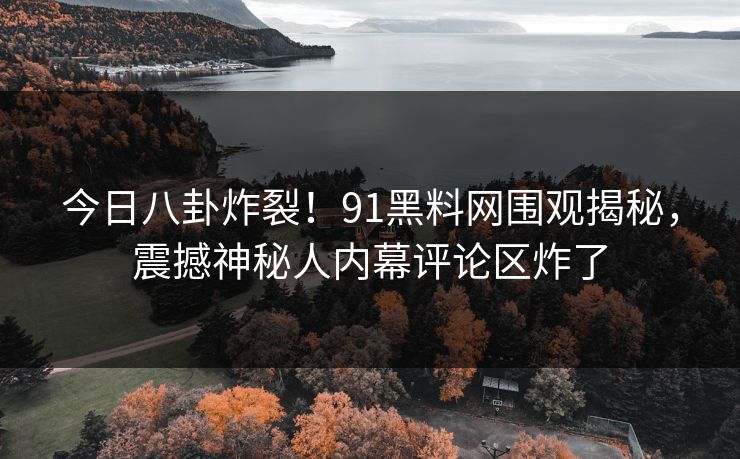 今日八卦炸裂！91黑料网围观揭秘，震撼神秘人内幕评论区炸了  第1张