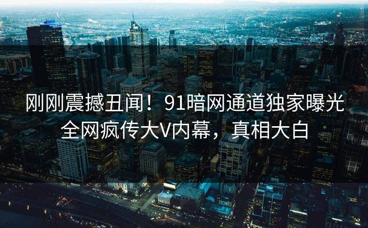 刚刚震撼丑闻！91暗网通道独家曝光全网疯传大V内幕，真相大白  第1张