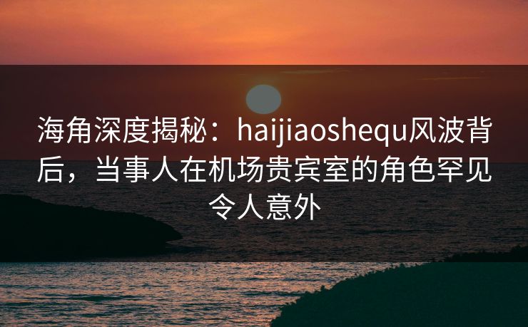 海角深度揭秘：haijiaoshequ风波背后，当事人在机场贵宾室的角色罕见令人意外
