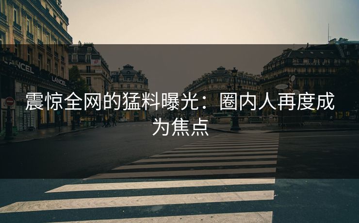 震惊全网的猛料曝光：圈内人再度成为焦点