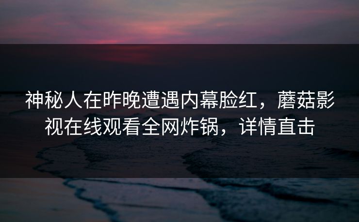 神秘人在昨晚遭遇内幕脸红,蘑菇影视在线观看全网炸锅,详情直击