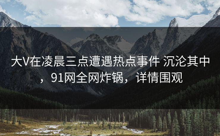 大V在凌晨三点遭遇热点事件 沉沦其中，91网全网炸锅，详情围观