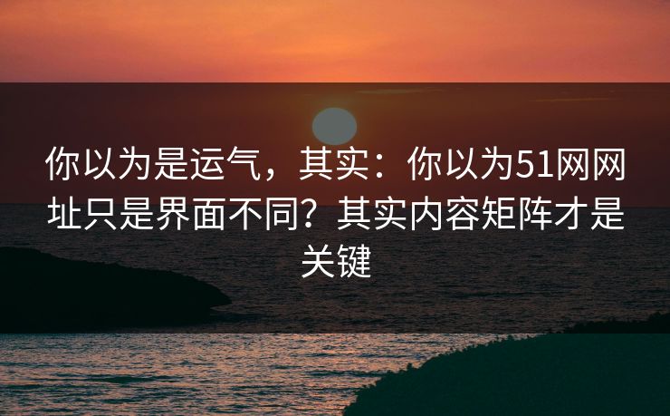 你以为是运气,其实:你以为51网网址只是界面不同?其实内容矩阵才是关键