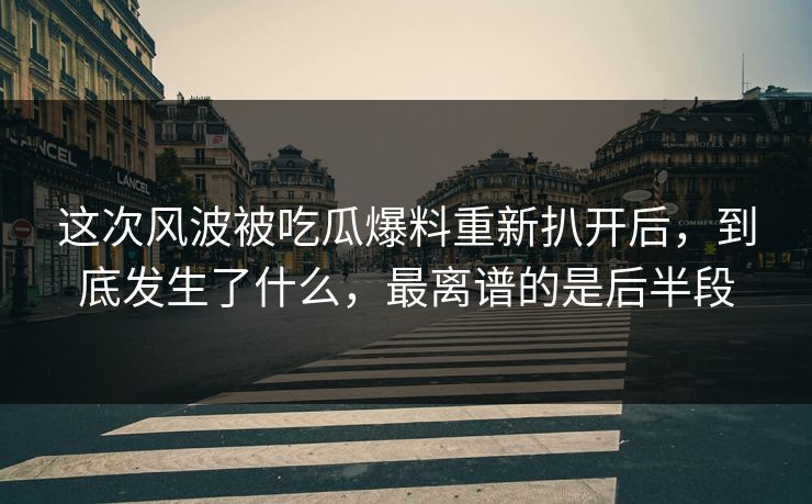 这次风波被吃瓜爆料重新扒开后，到底发生了什么，最离谱的是后半段